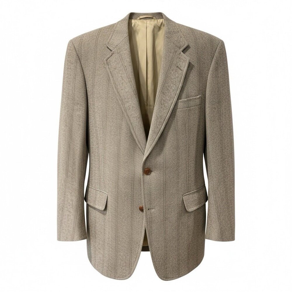 Whitehouse & Hardy Brown Windowpane Scottish Camel Hair Sport Coat Mens Size 44L